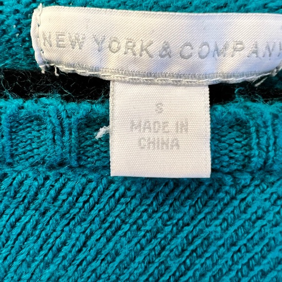New York & Company 3/4 sleeve teal envelope bottom sweater Womens SZ Small - Picture 6 of 9